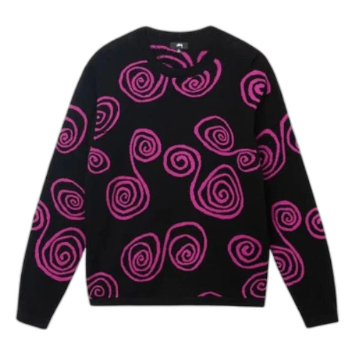 Stussy Spiral Knit Sweater 'Black Purple'