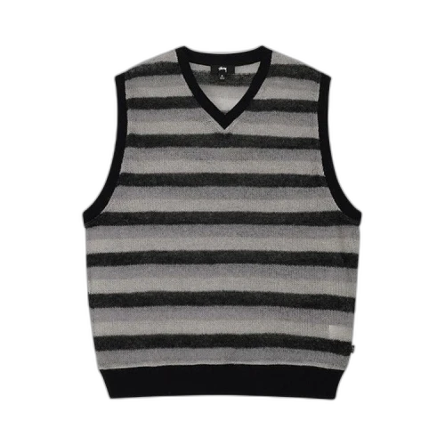 Stussy Striped Sweater Vest Black
