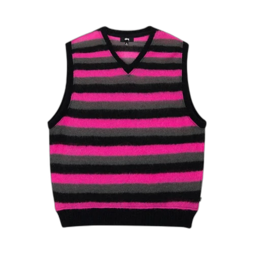 Stussy Striped Sweater Vest Pink