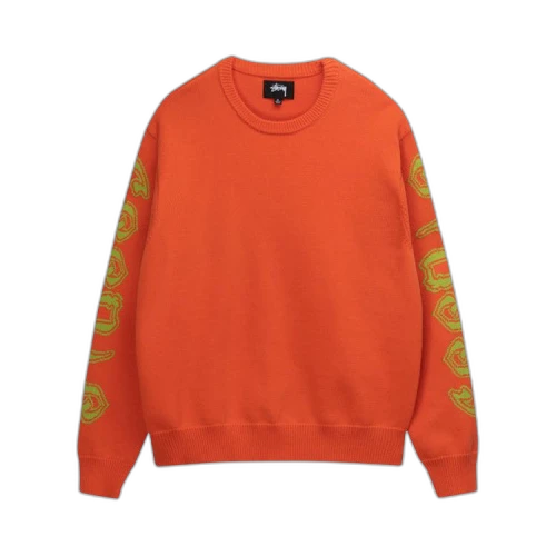 Stussy Sleeve Logo Knit Sweater Orange