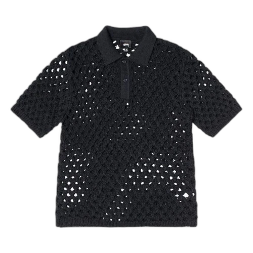 Stussy Big Mesh Polo Sweater 'Black'
