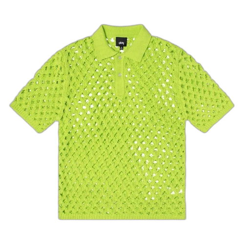 Stussy Big Mesh Polo Sweater 'Lime'