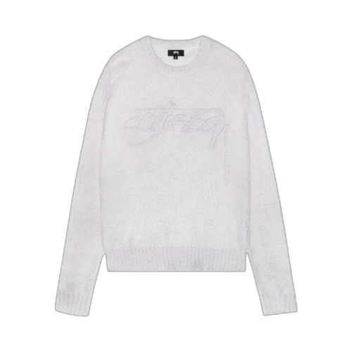 Stussy Loose Knit Logo Sweater Bone