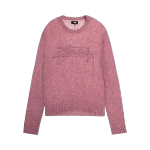 Stussy Loose Knit Logo Sweater Mauve