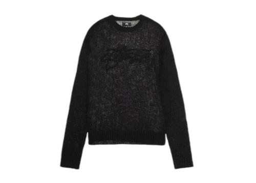 Stussy Loose Knit Logo Sweater Black
