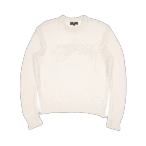 Stussy Loose Knit Logo Sweater Bone