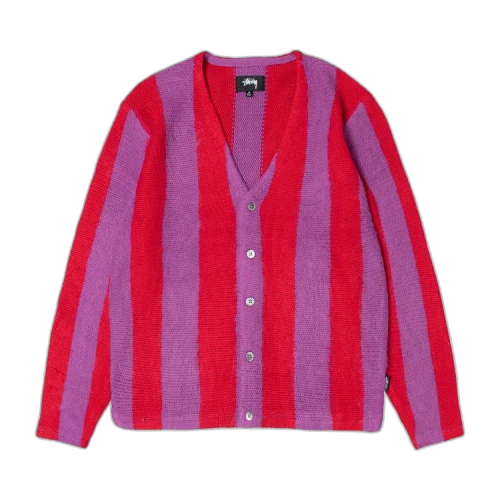 Stussy Stripe Brushed Cardigan 'Purple'