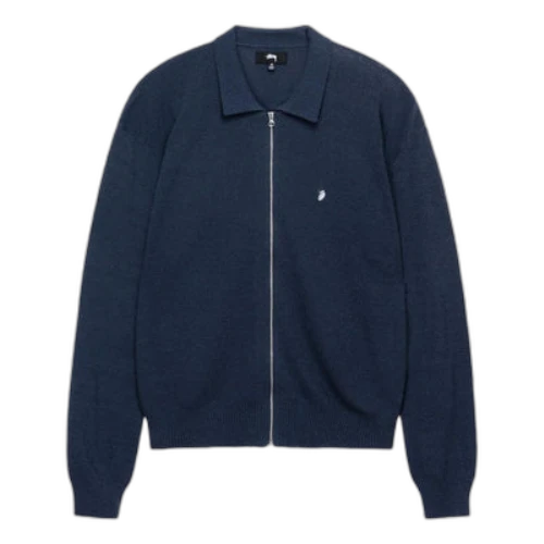 Stussy Light Weight Long-Sleeve Zip Polo 'Black Stripe'