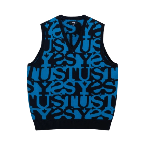 Stussy Stacked Sweater Vest 'Dark Navy'