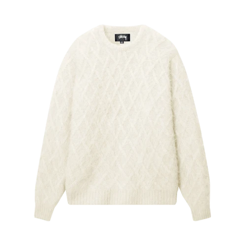 Stussy Fuzzy Lattice Crew Sweater 'Ivory'