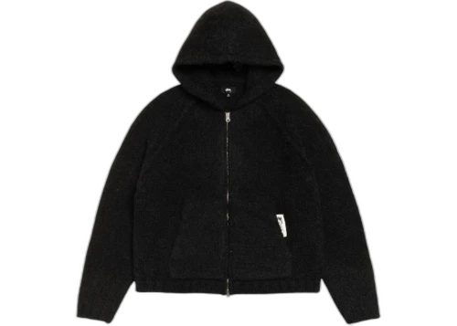 Stussy Chunky Knit Zip Hoodie Black