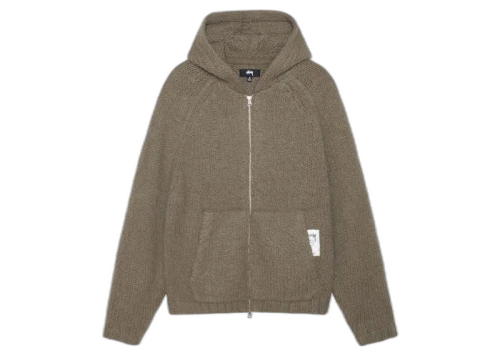 Stussy Chunky Knit Zip Hoodie Fossil