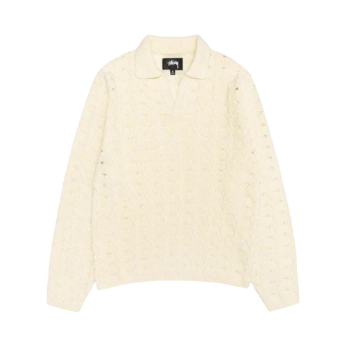 Stussy Open Knit Collared Sweater 'Ivory'