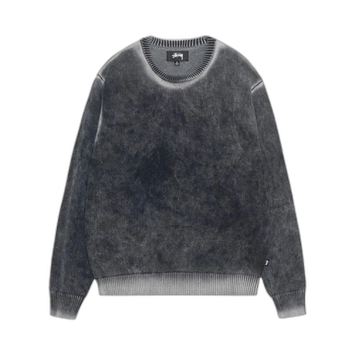 Stussy Faded Cotton Knit Crew Black