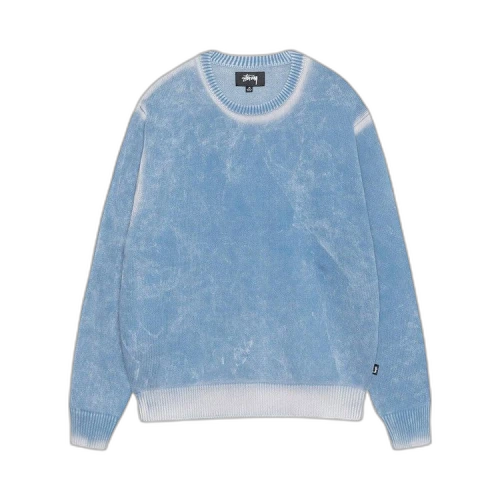 Stussy Faded Cotton Knit Crew Blue