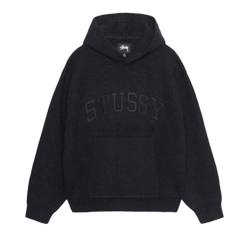 Stussy Felt Patch Knit Hoodie 'Black'