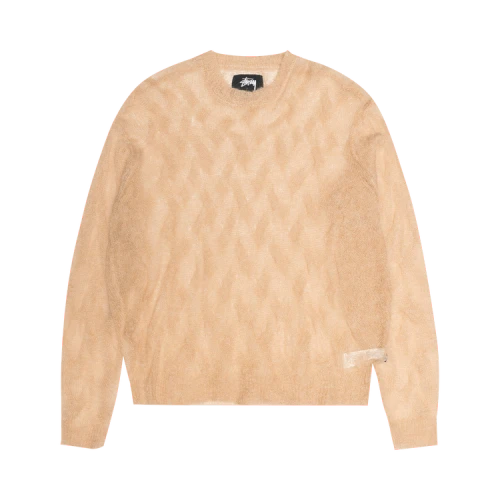 Stussy Loose Knit Cross Cable Sweater Sand