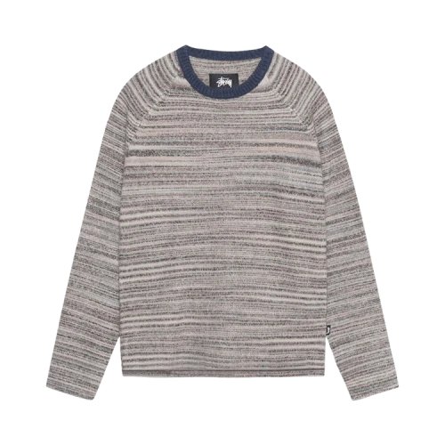 Stussy Textured Knit Contrast Collar Crew 'Grey Multi'