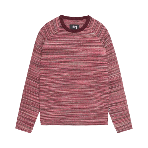Stussy Textured Knit Contrast Collar Crew 'Red Multi'