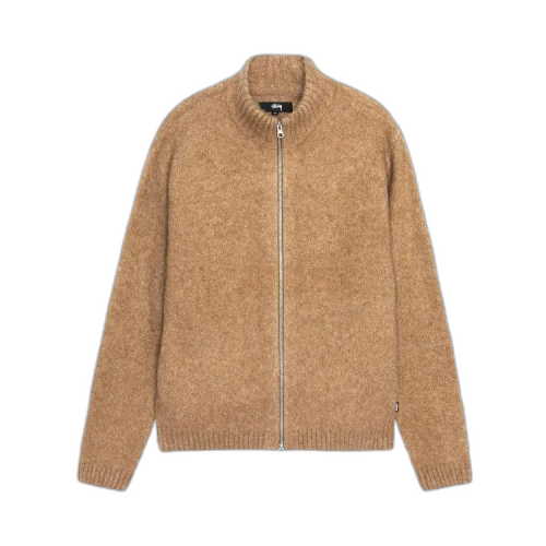 Stussy Full Zip Brushed Merino Sweater 'Camel'