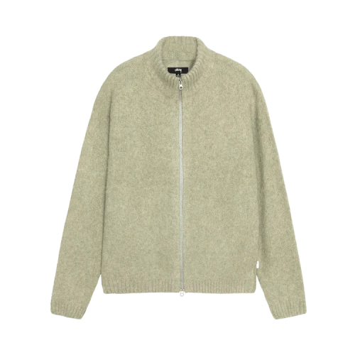 Stussy Full Zip Brushed Merino Sweater Sage