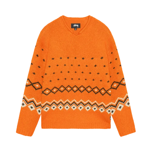 Stussy Roll Neck Fairisle Sweater Orange