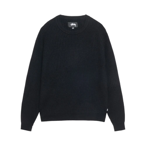 Stussy Waffle Knit Cashmere Crew Black