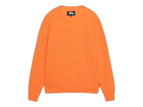 Stussy Waffle Knit Cashmere Crew Bright Orange