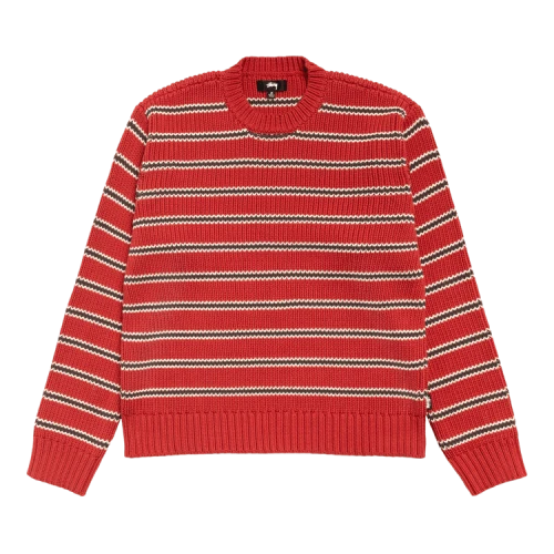 Stussy Stripe Knit Crew 'Brick'