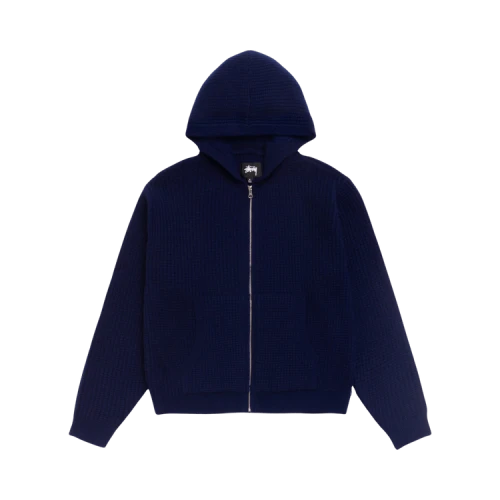 Stussy Waffle Cashmere Zip Hood Sweater 'Deep Navy'