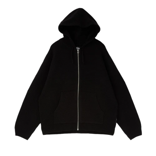Stussy Textured Zip Hooded Sweater 'Black'