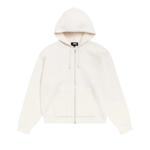 Stussy Textured Zip Hooded Sweater 'Bone'
