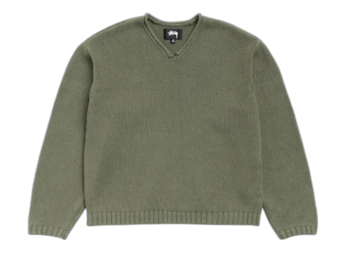 Stüssy Roll V Neck Sweater Olive