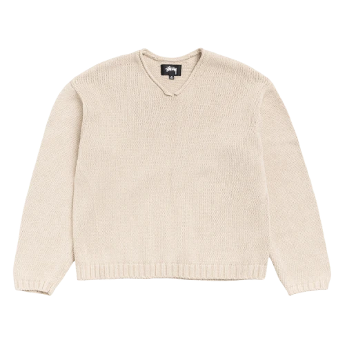 Stussy Roll V Neck Sweater 'Oatmeal'