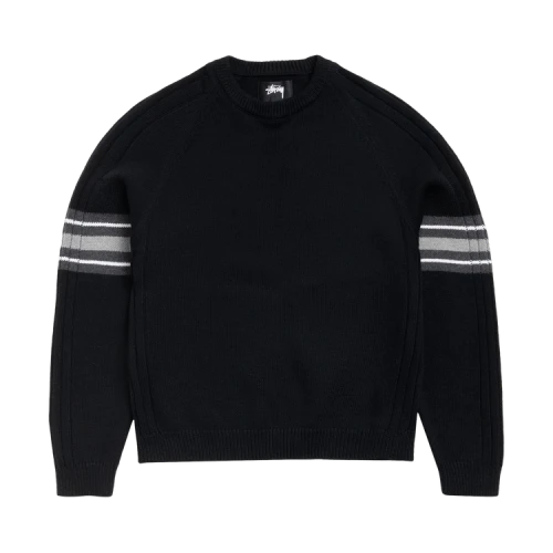 Stussy Stripe Raglan Crew 'Black'