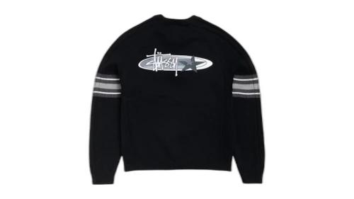 Stussy Stripe Raglan Crew Black