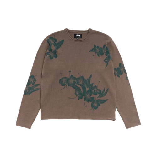 Stussy Floral Roll Neck Sweater 'Brown'