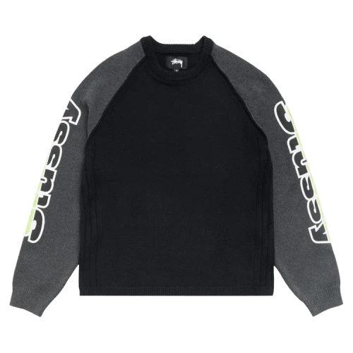 Stussy Two Tone Raglan Sweater 'Black'