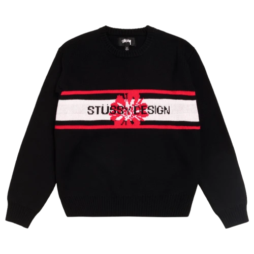 Stussy Striped Hibiscus Sweater 'Black'