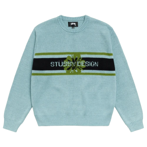 Stussy Striped Hibiscus Sweater 'Dusty Blue'