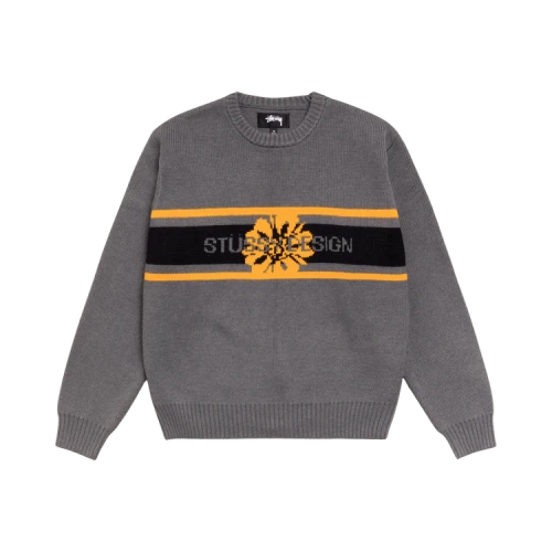 Stussy Striped Hibiscus Sweater 'Grey'