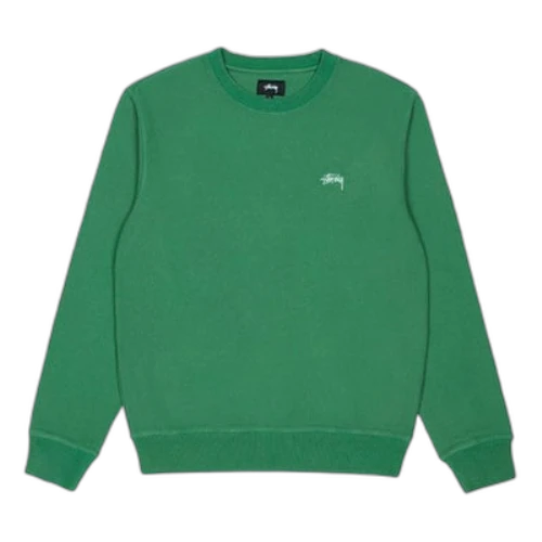Stussy Stock Fleece Lined Round Neck Pullover Green