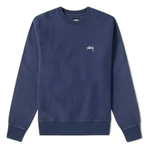 Stussy Stock Logo logo Fleece Lined Round Neck Navy Blue