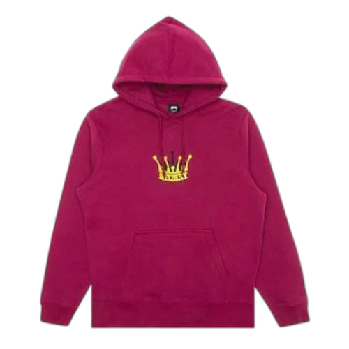 Stussy Chenille Crown Applique Sweatshirt Classic Fleece Lined Unisex Red
