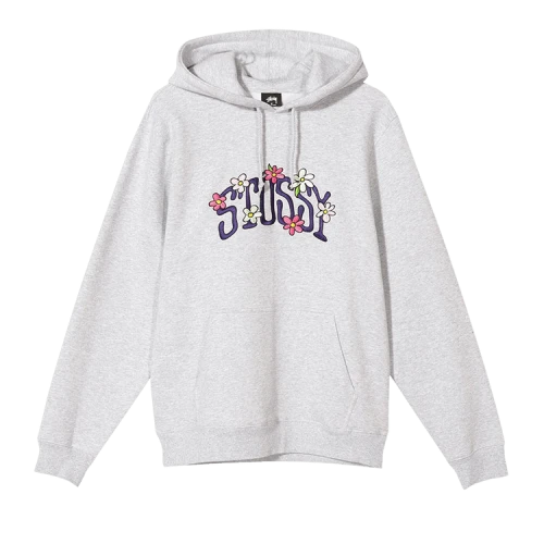 Stussy Collegiate Floral Applique Hoodie 'Ash'