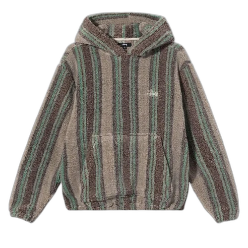 Stussy Stripe Sherpa Hoodie 'Tannin'