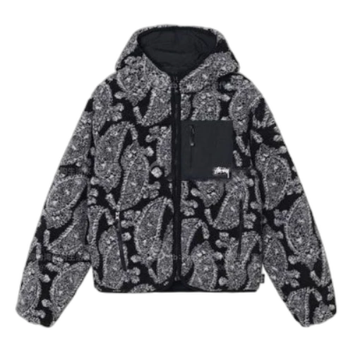Stussy cashew hooded logo Jacket Unisex Black