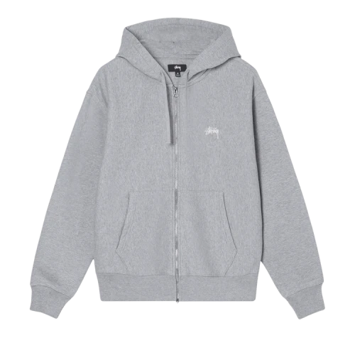 Stussy Stock Logo Zip Hood 'Grey Heather'