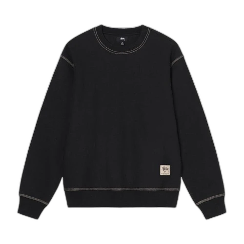 Stussy Contrast Stitch Label Crew Sweater Black