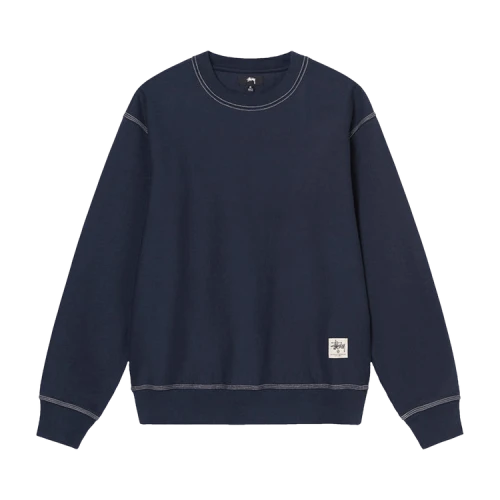 Stussy Contrast Stitch Label Crew 'Dark Blue'